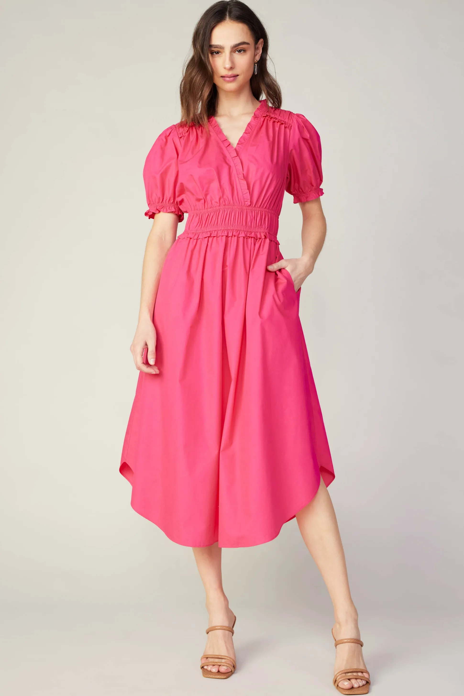 Ruffled Surplice Midi Dress<Current Air Hot
