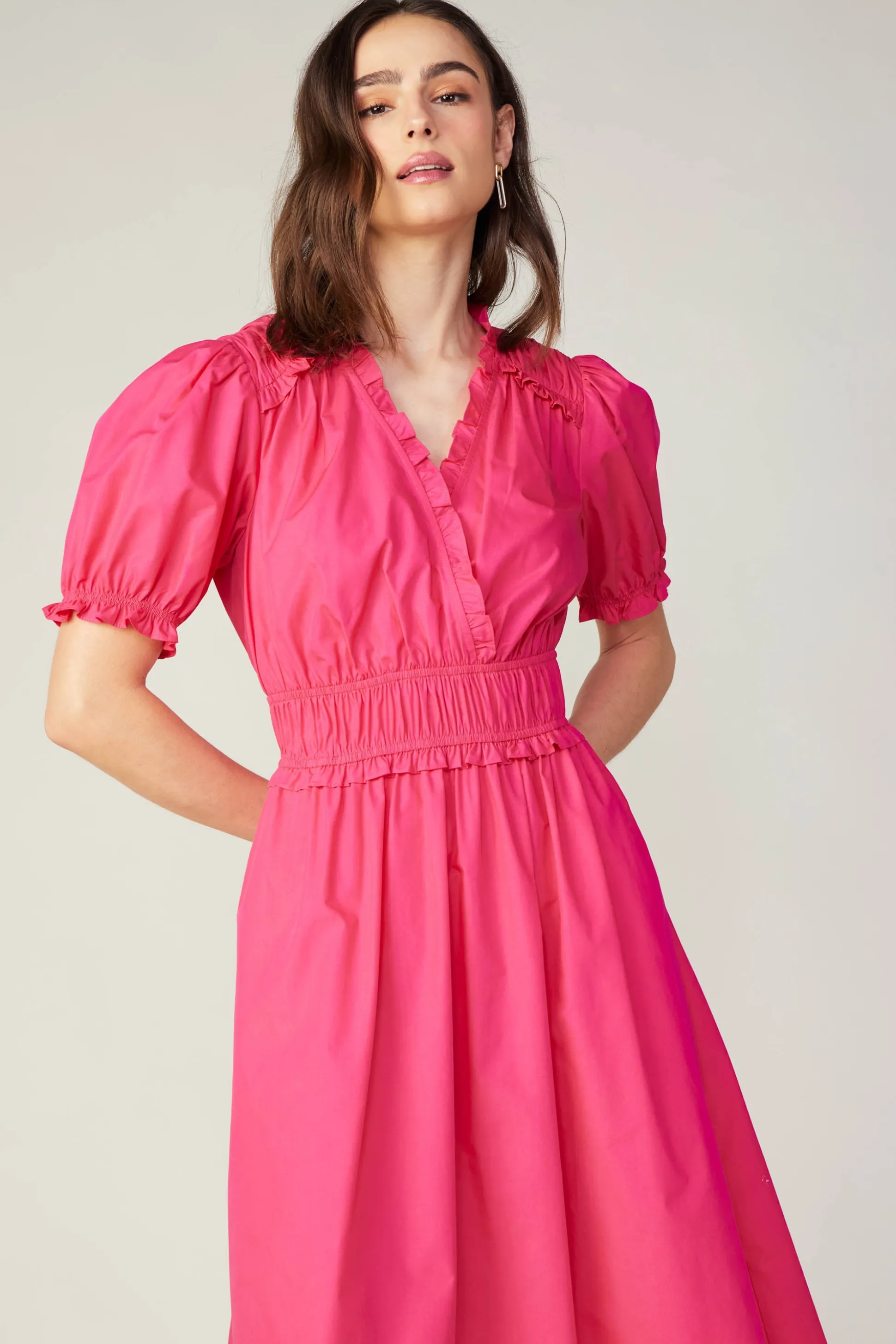 Ruffled Surplice Midi Dress<Current Air Hot