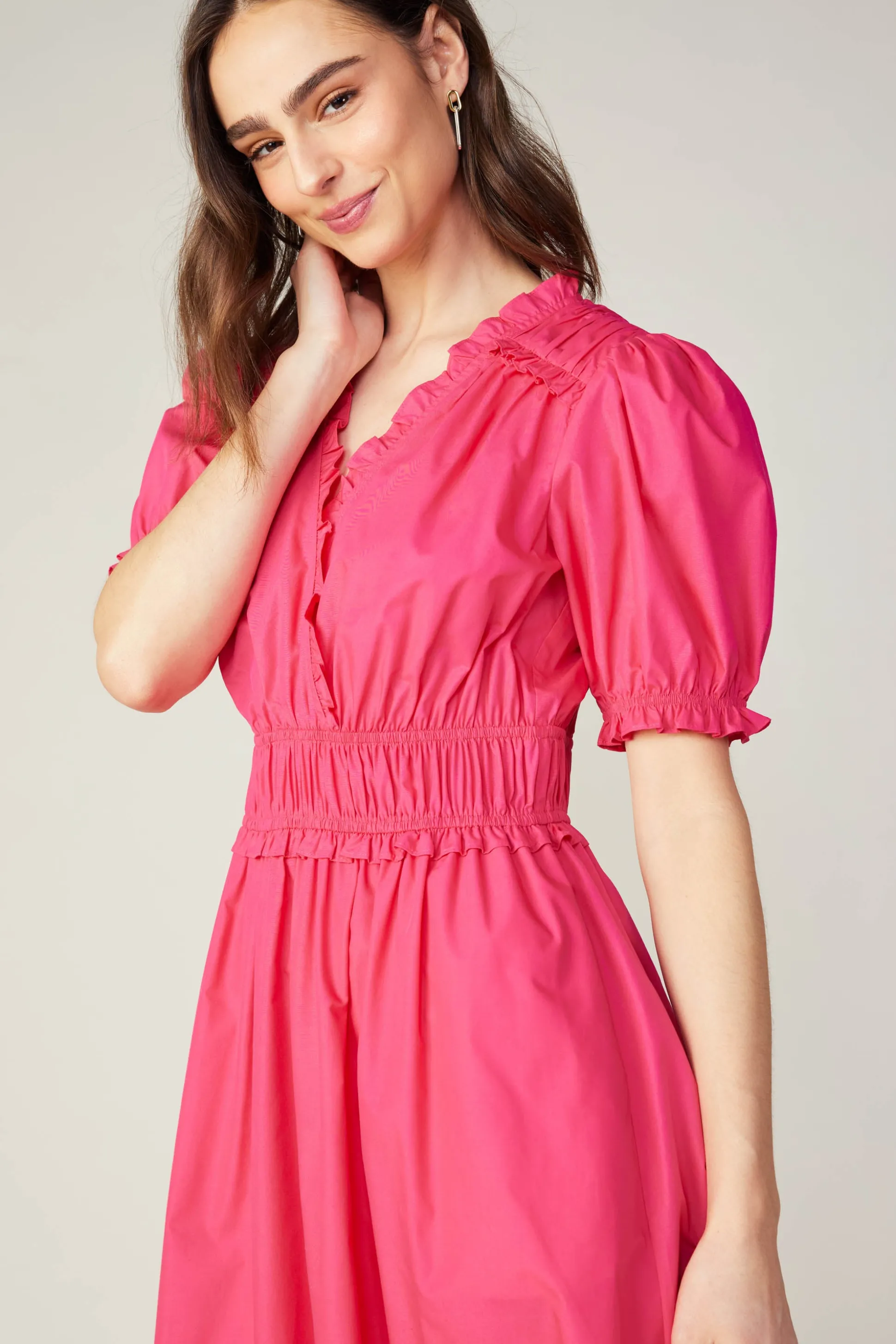 Ruffled Surplice Midi Dress<Current Air Hot