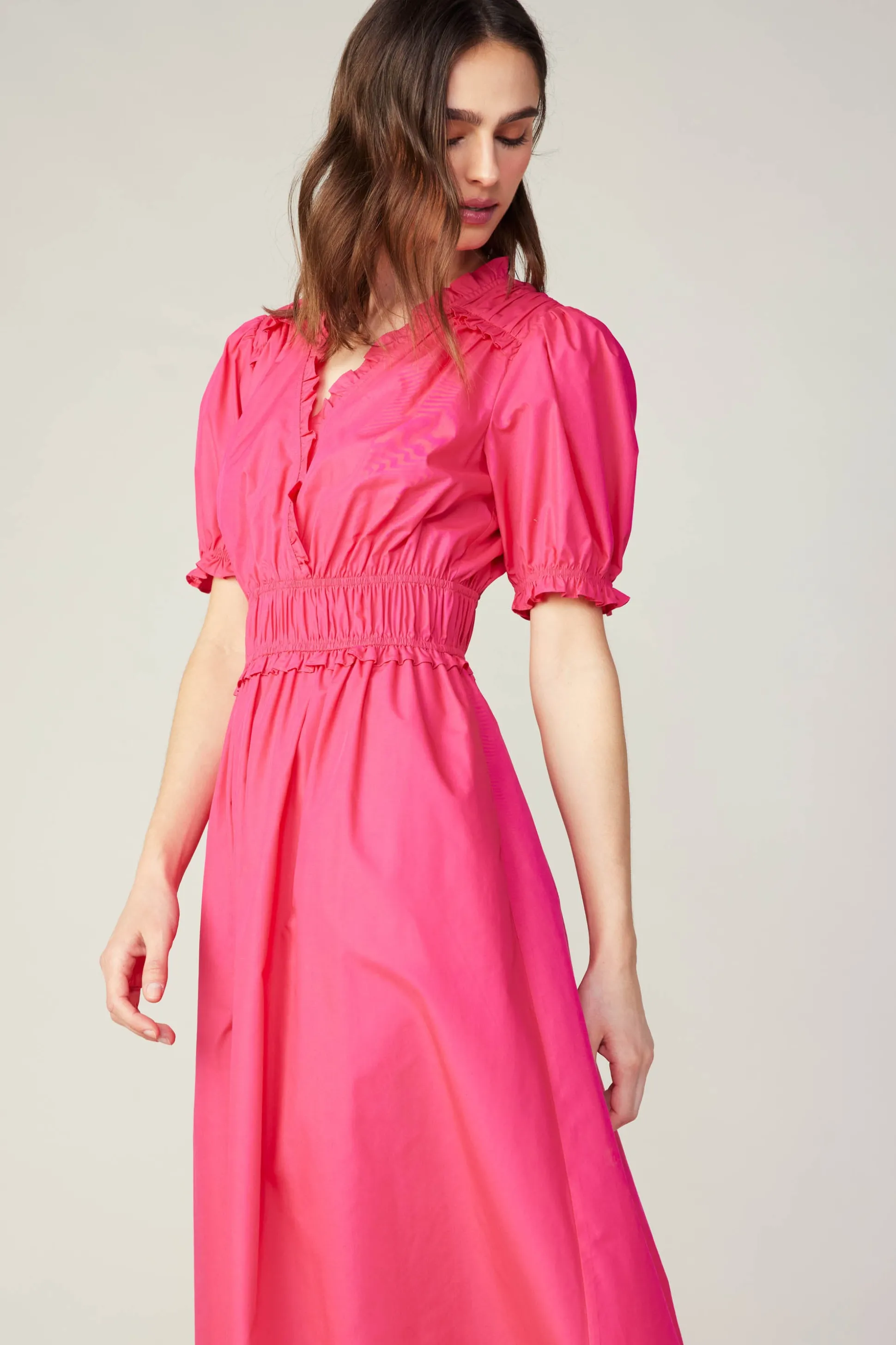 Ruffled Surplice Midi Dress<Current Air Hot