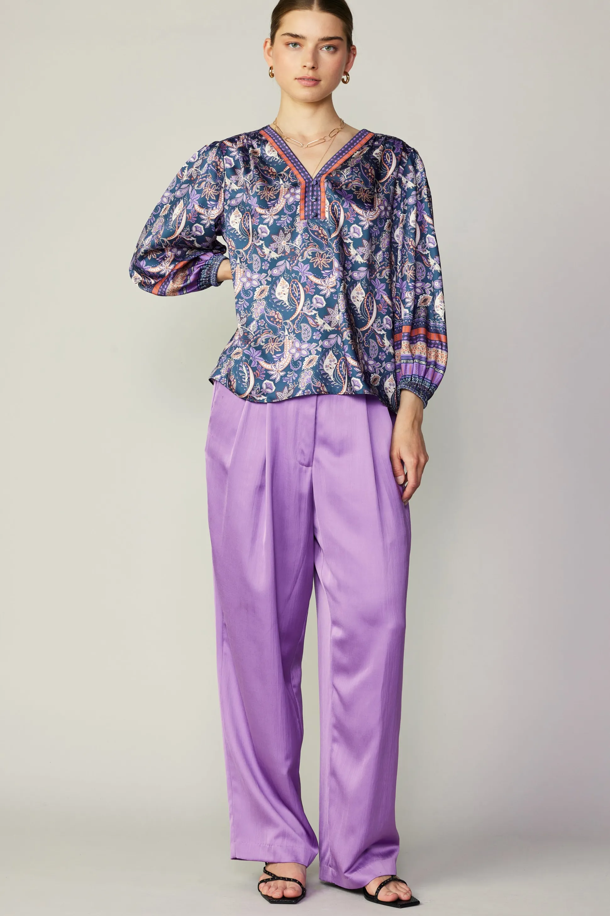 Border Print Paisley Top<Current Air Hot