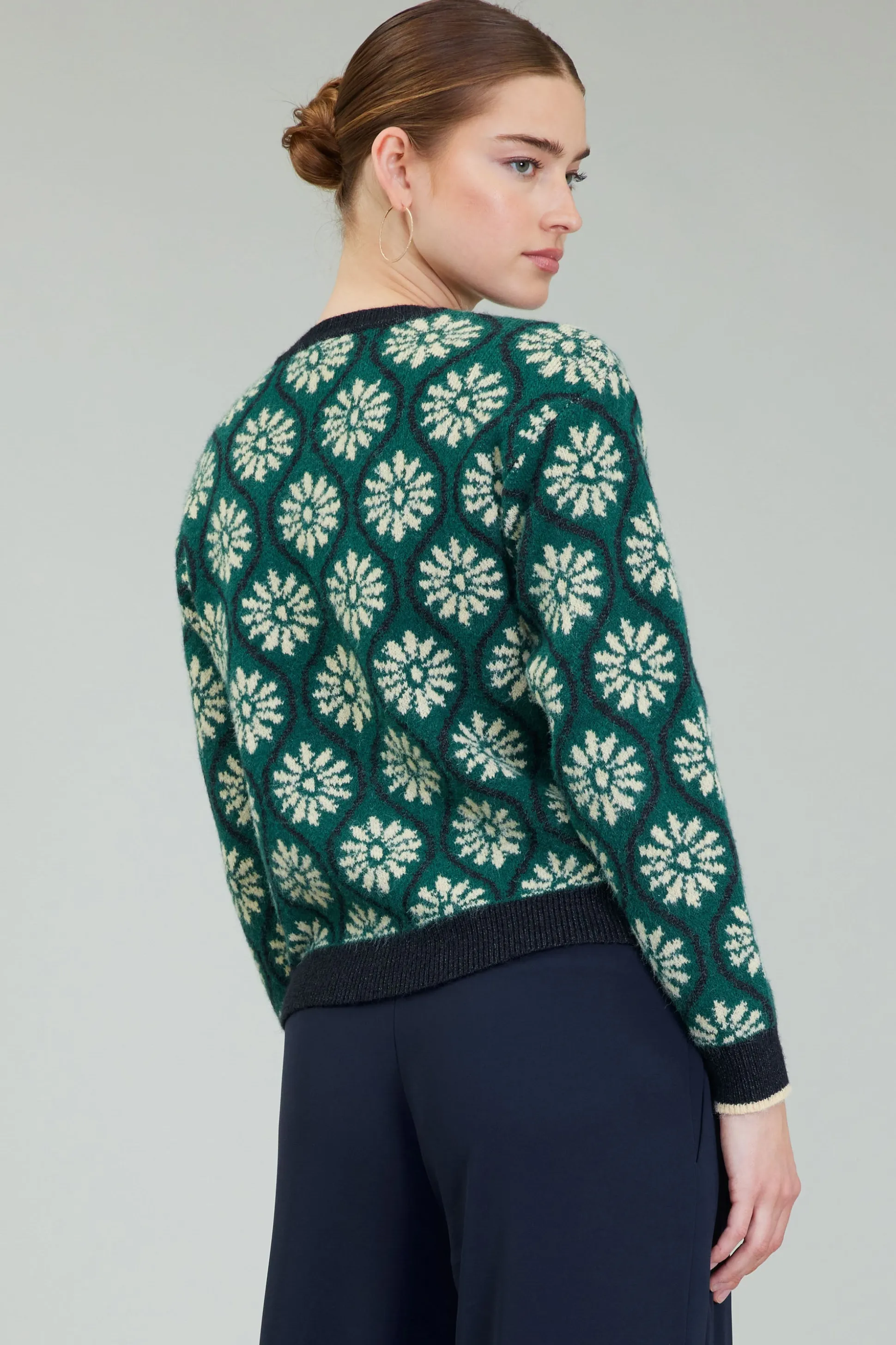 Geo Floral Pullover Sweater<Current Air Online