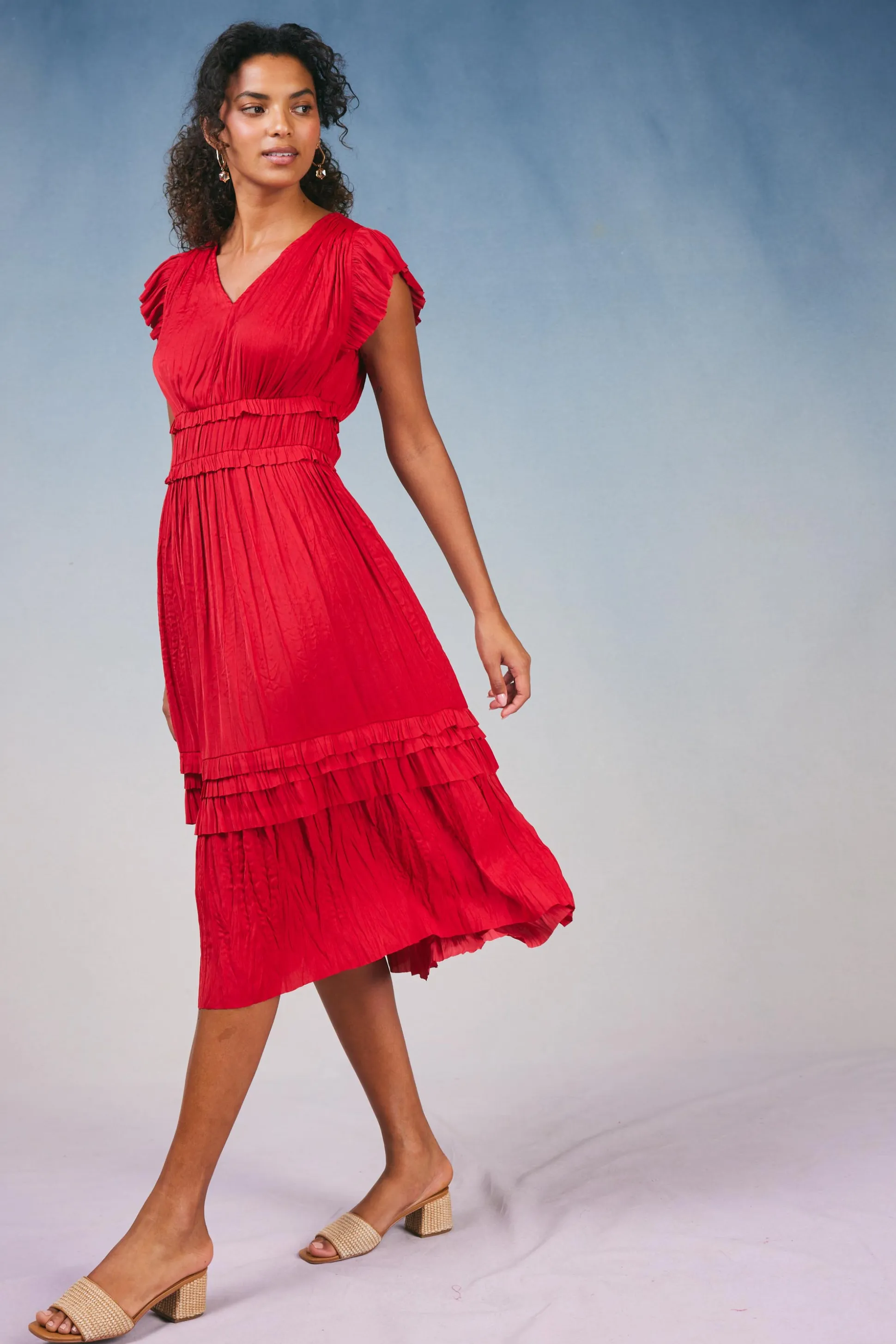 Sereia Pleated Midi Dress<Current Air Sale