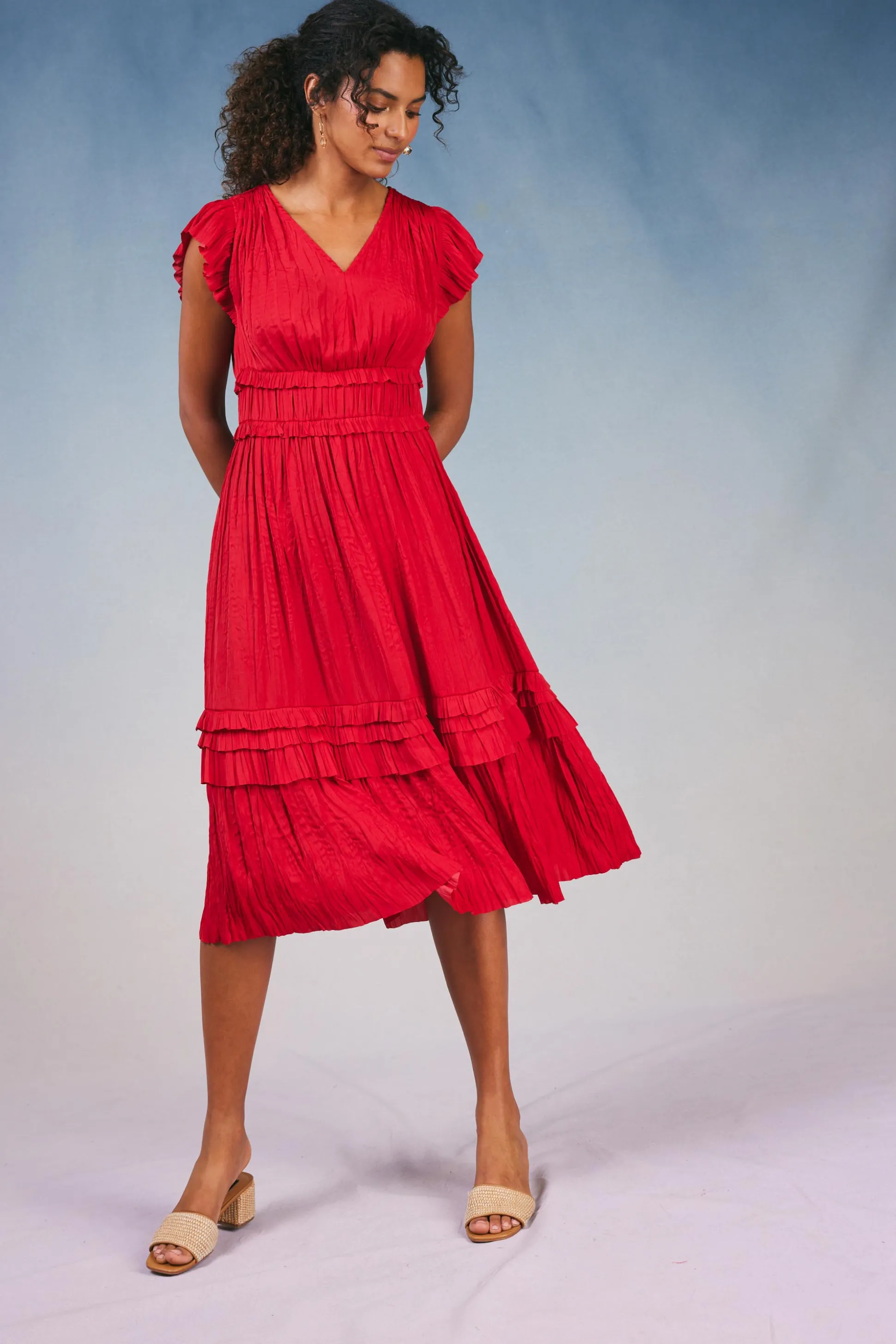 Sereia Pleated Midi Dress<Current Air Sale