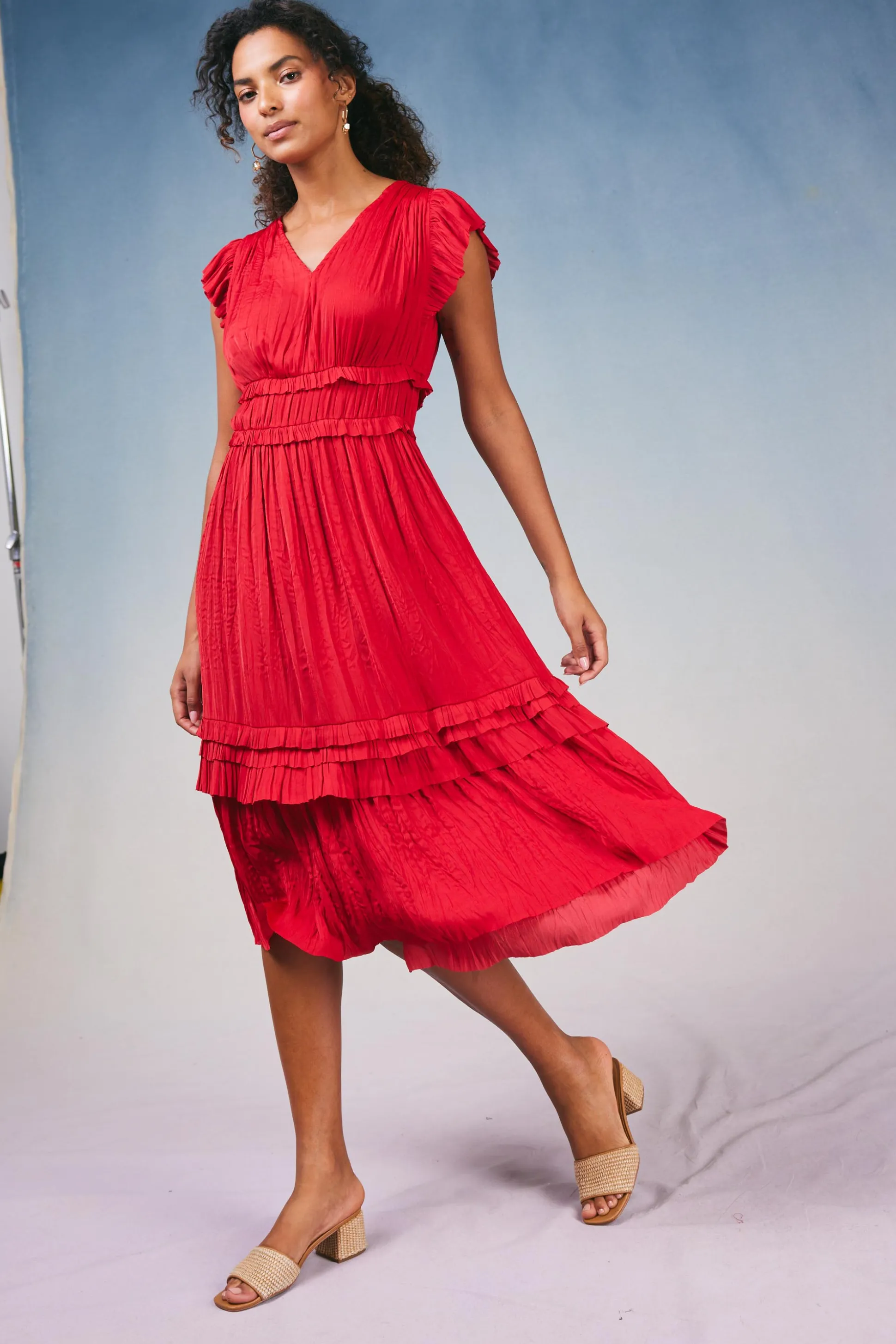 Sereia Pleated Midi Dress<Current Air Sale