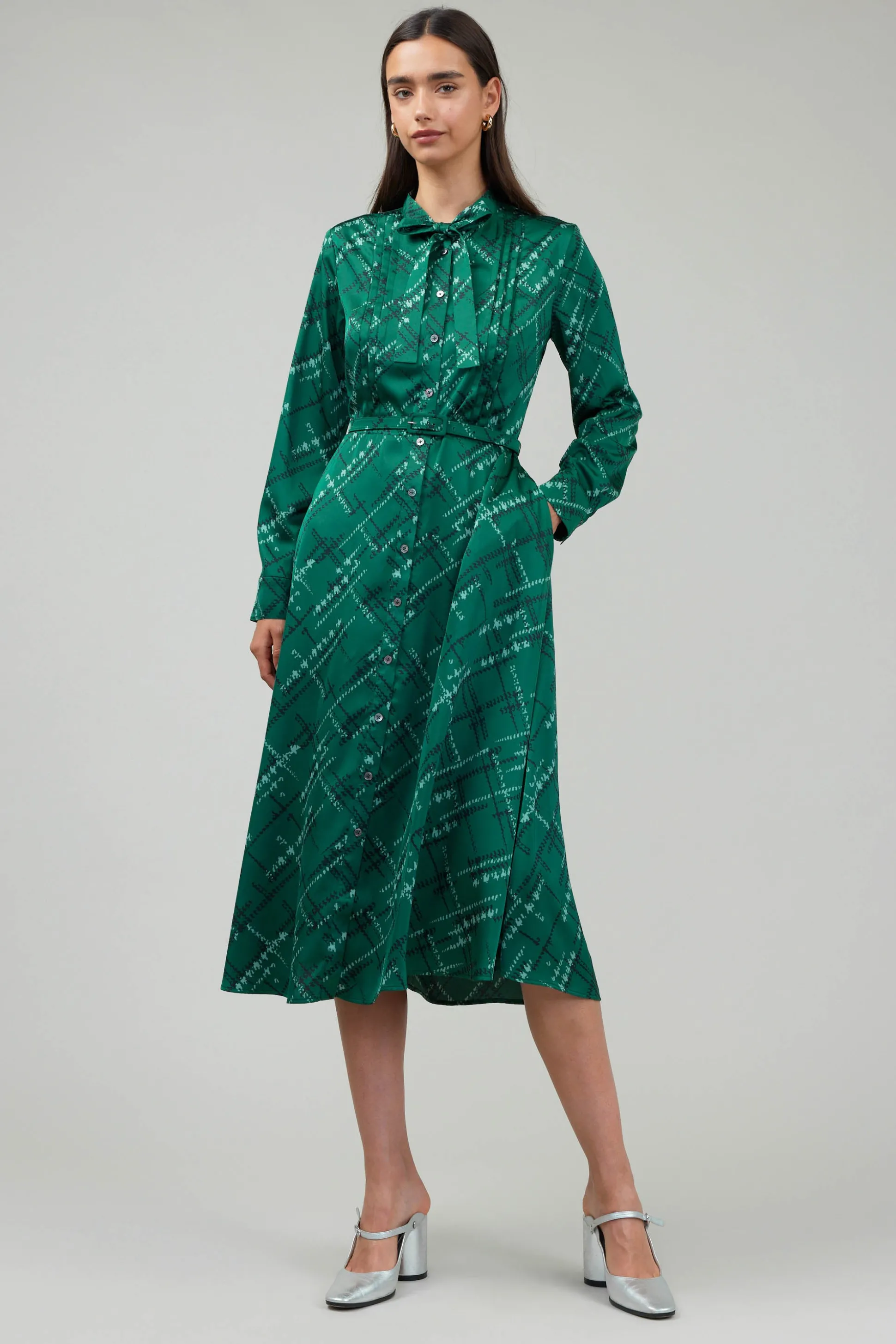 Plaid Pattern Midi Dress<Current Air Outlet