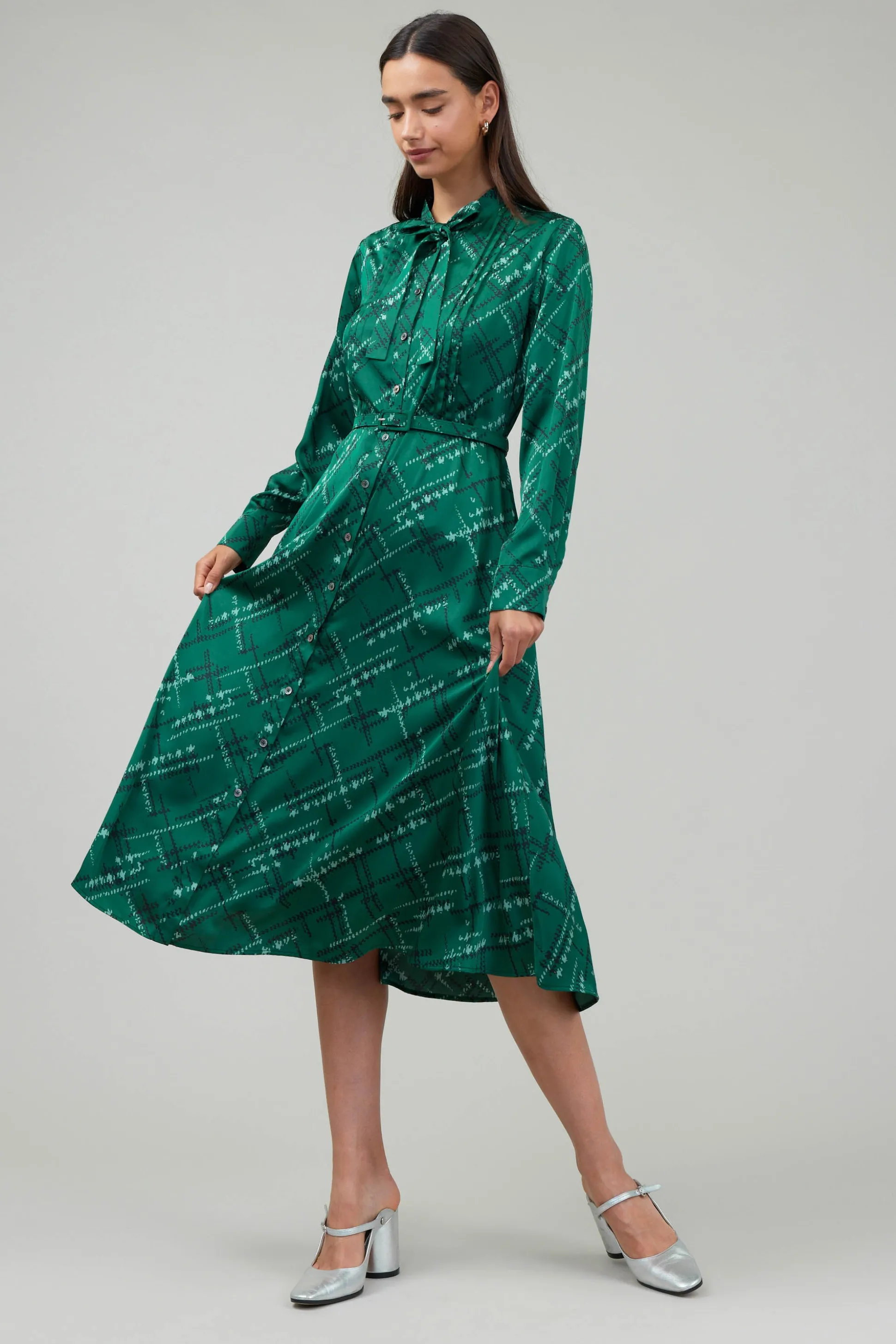 Plaid Pattern Midi Dress<Current Air Outlet