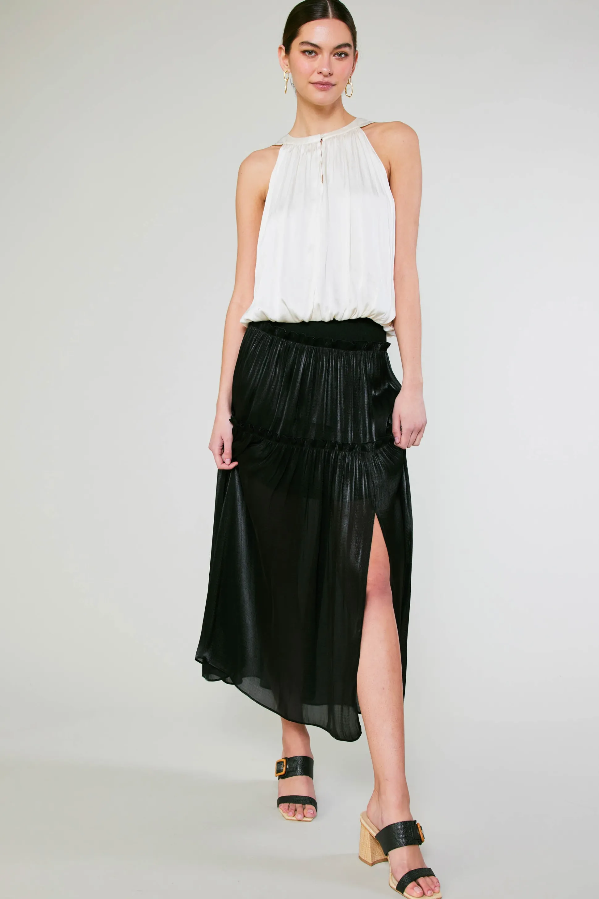 Satin Weave Maxi Skirt<Current Air Online