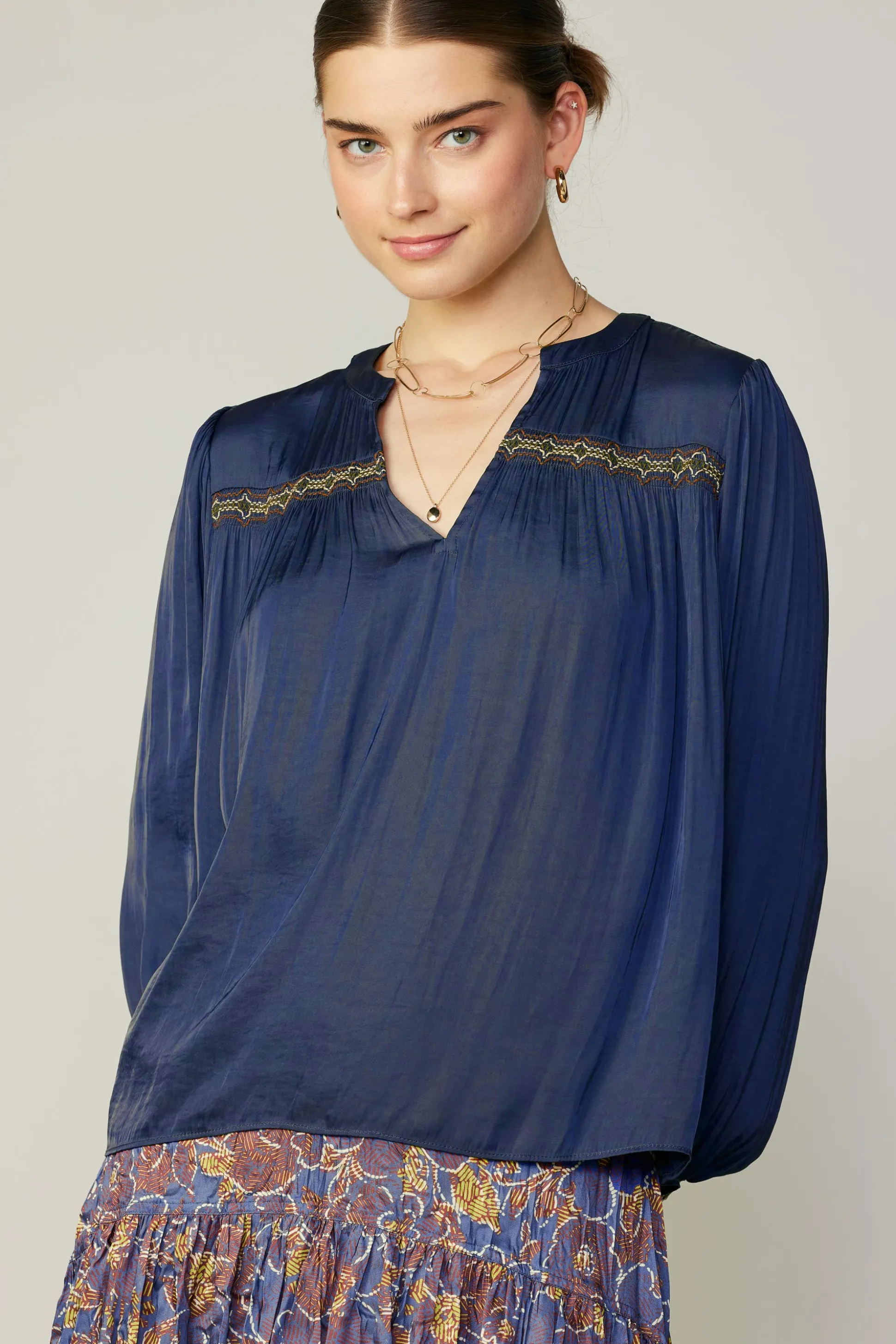 Santa Fe Embroidered Blouse<Current Air New