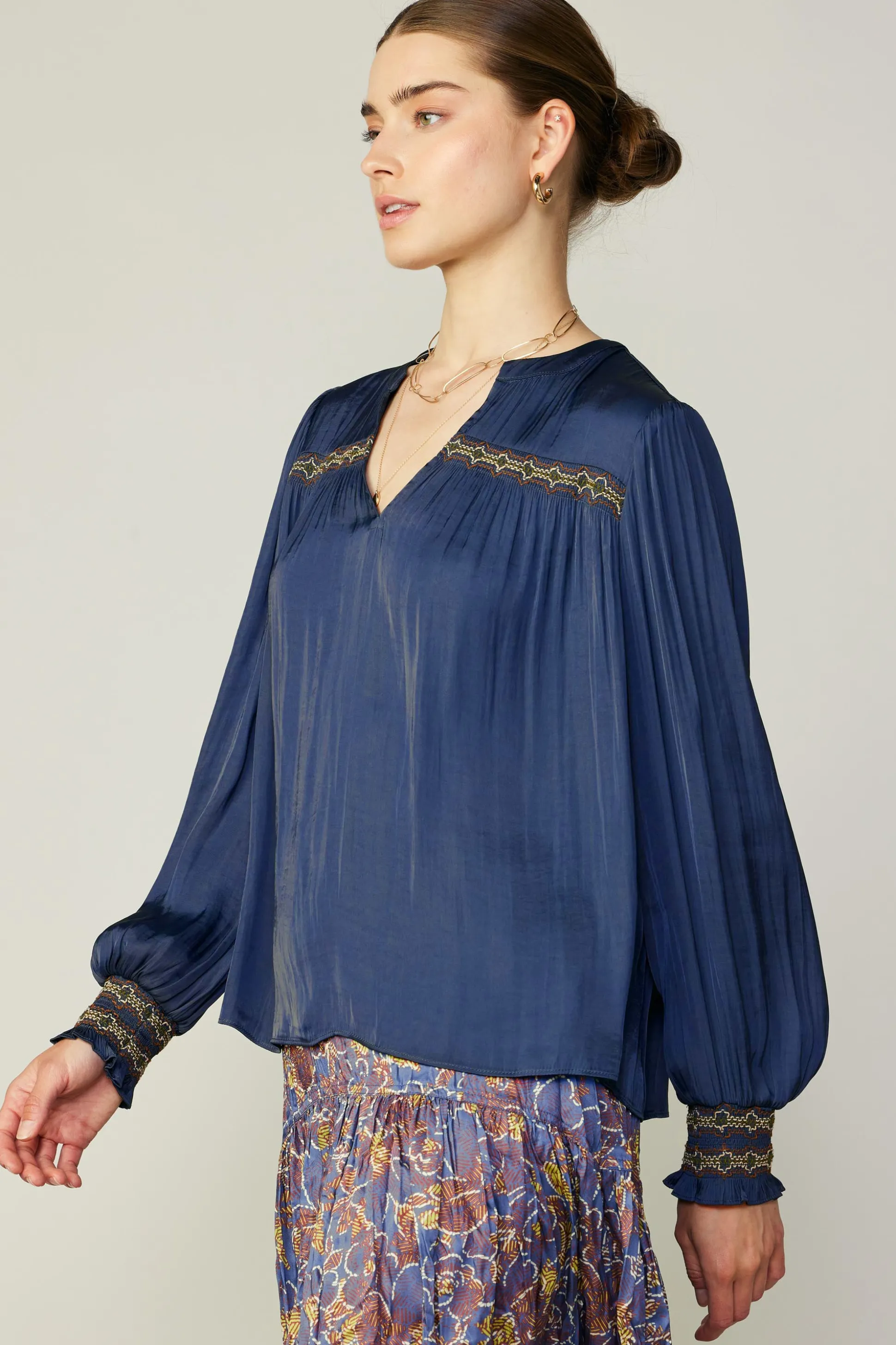 Santa Fe Embroidered Blouse<Current Air New