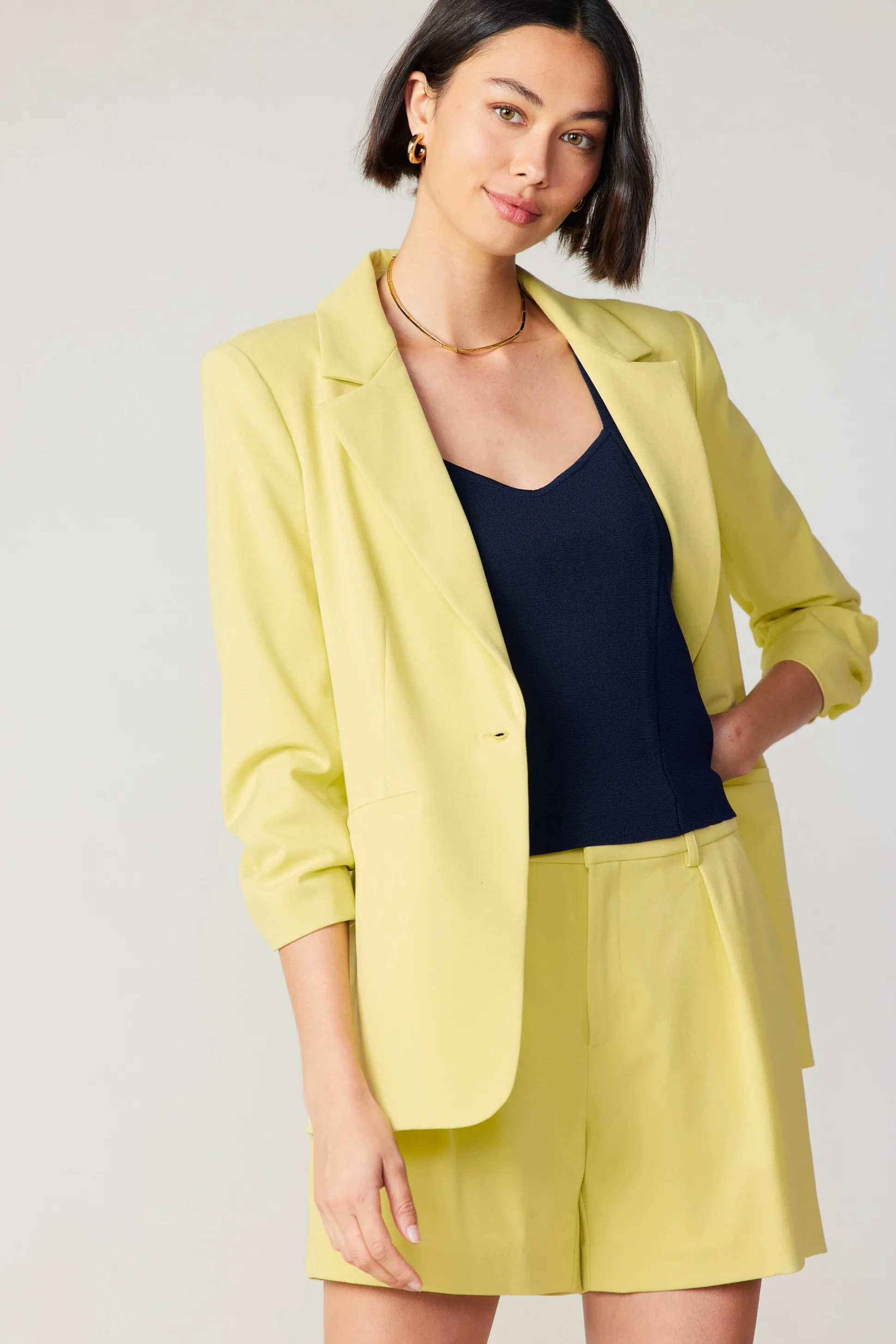 Ruched Sleeve Blazer<Current Air Clearance