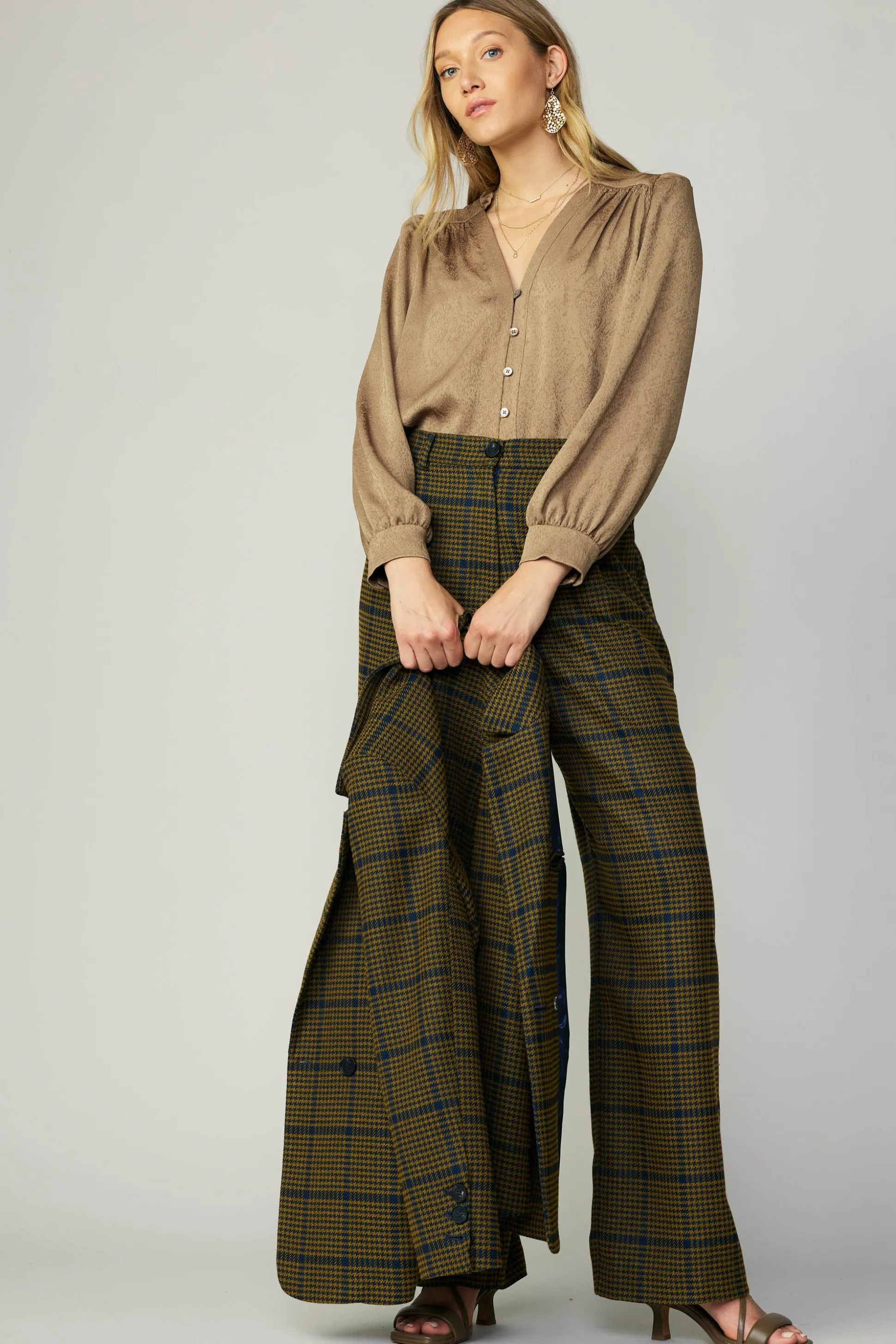 Shirred Jacquard Blouse<Current Air Online