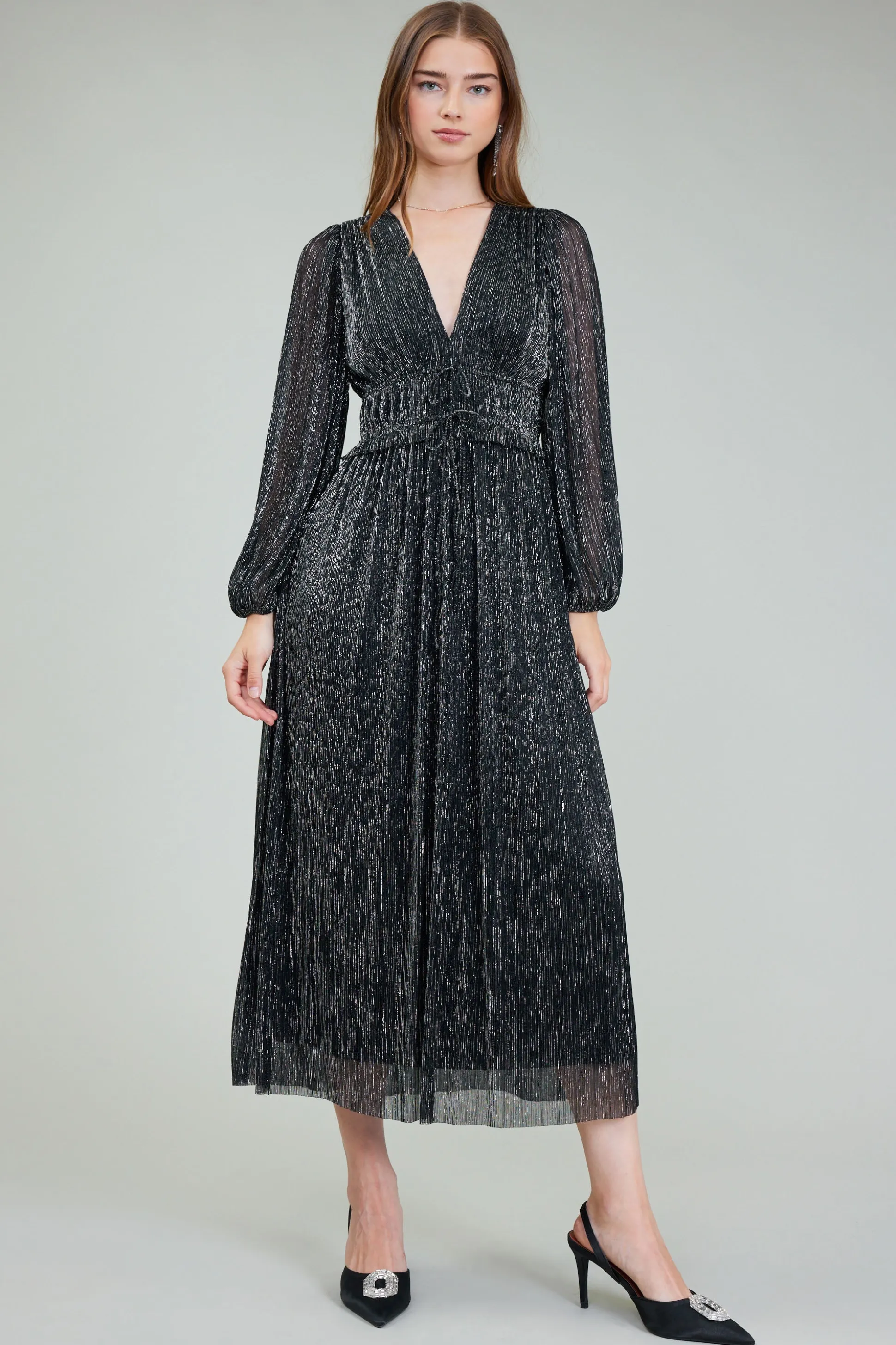 Lurex Pleated Maxi Dress<Current Air Best