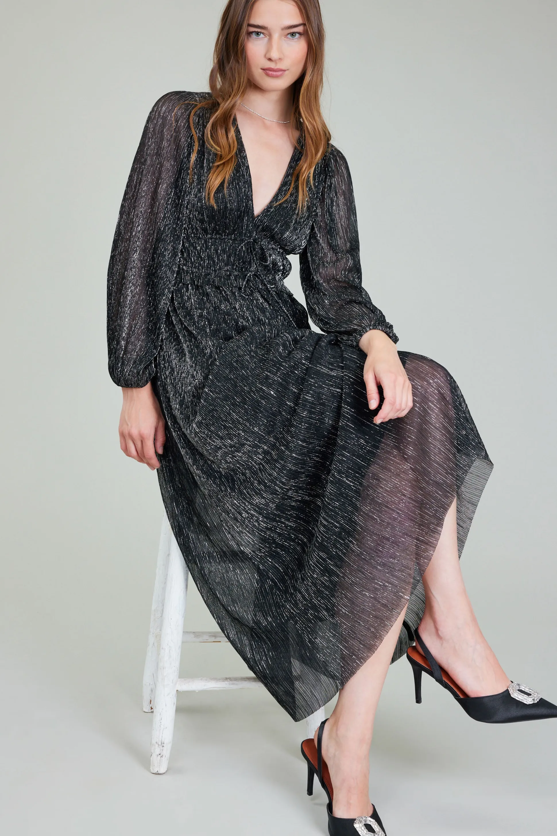 Lurex Pleated Maxi Dress<Current Air Best