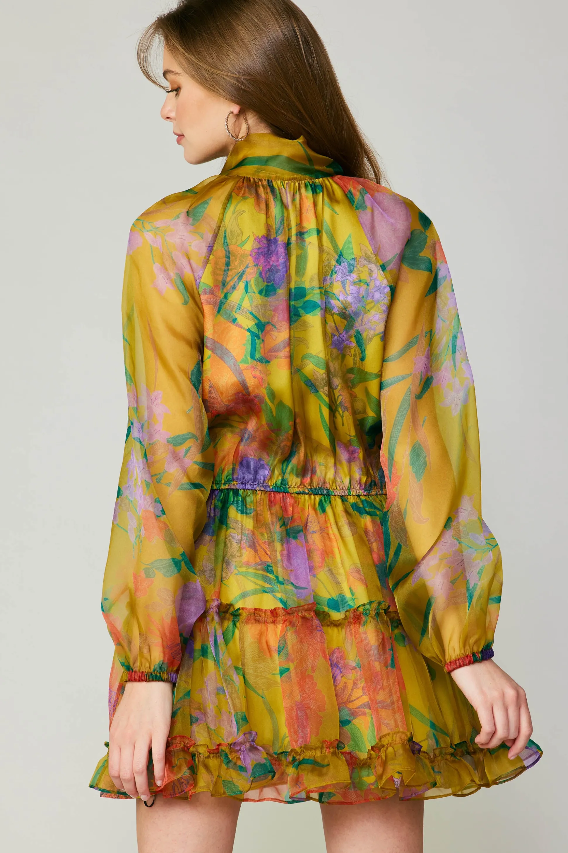 Floral Organza Mini Dress<Current Air Hot