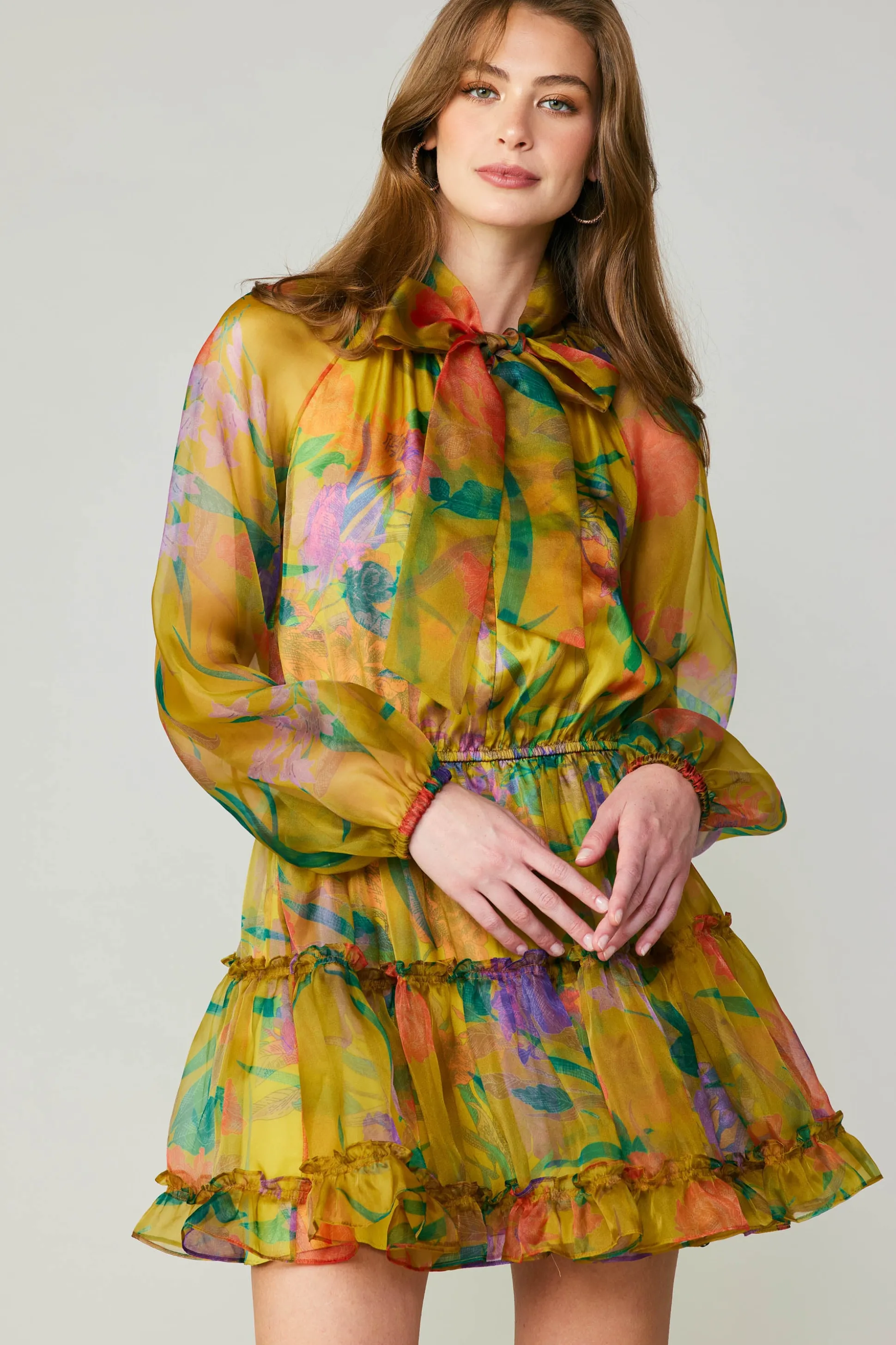 Floral Organza Mini Dress<Current Air Hot